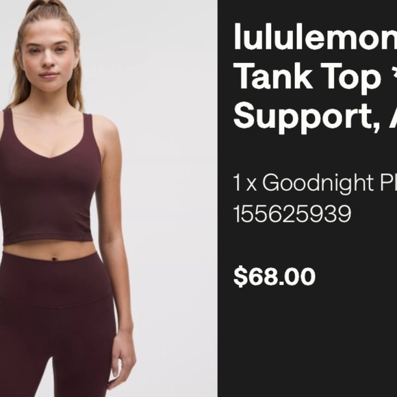 lululemon align tank in goodnight plum, size 4 - Picture 1 of 3